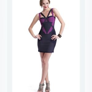 Herve Leger Duplicity Contrast‎ Dress Blue/Purple small